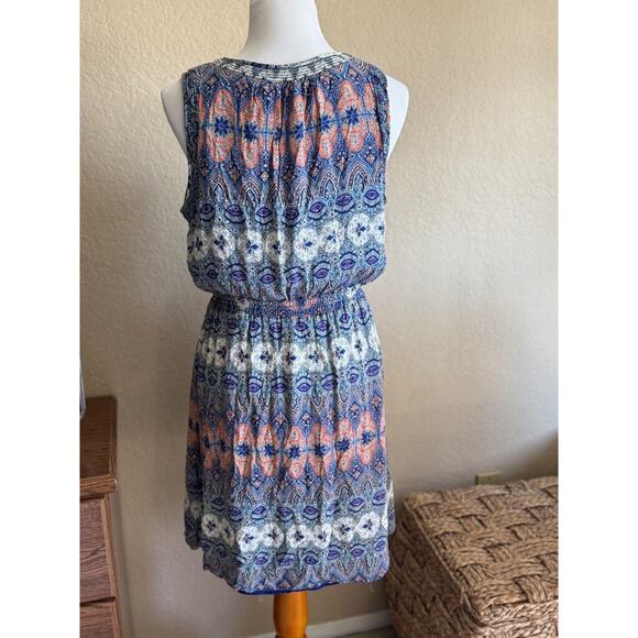 Lucky Brand Blue Sleeveless Drawstring Dress‎ Floral Paisley - Picture 6 of 8